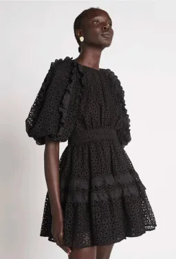 Aje Aveline Broderie Mini Dress Black Size 12 for rent on The Volte - image 3