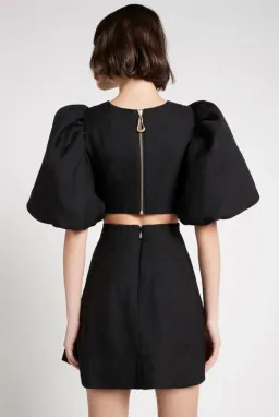 Aje Bouquet Puff Sleeve Mini Dress Black Size 12 / L for rent on The Volte - image 2