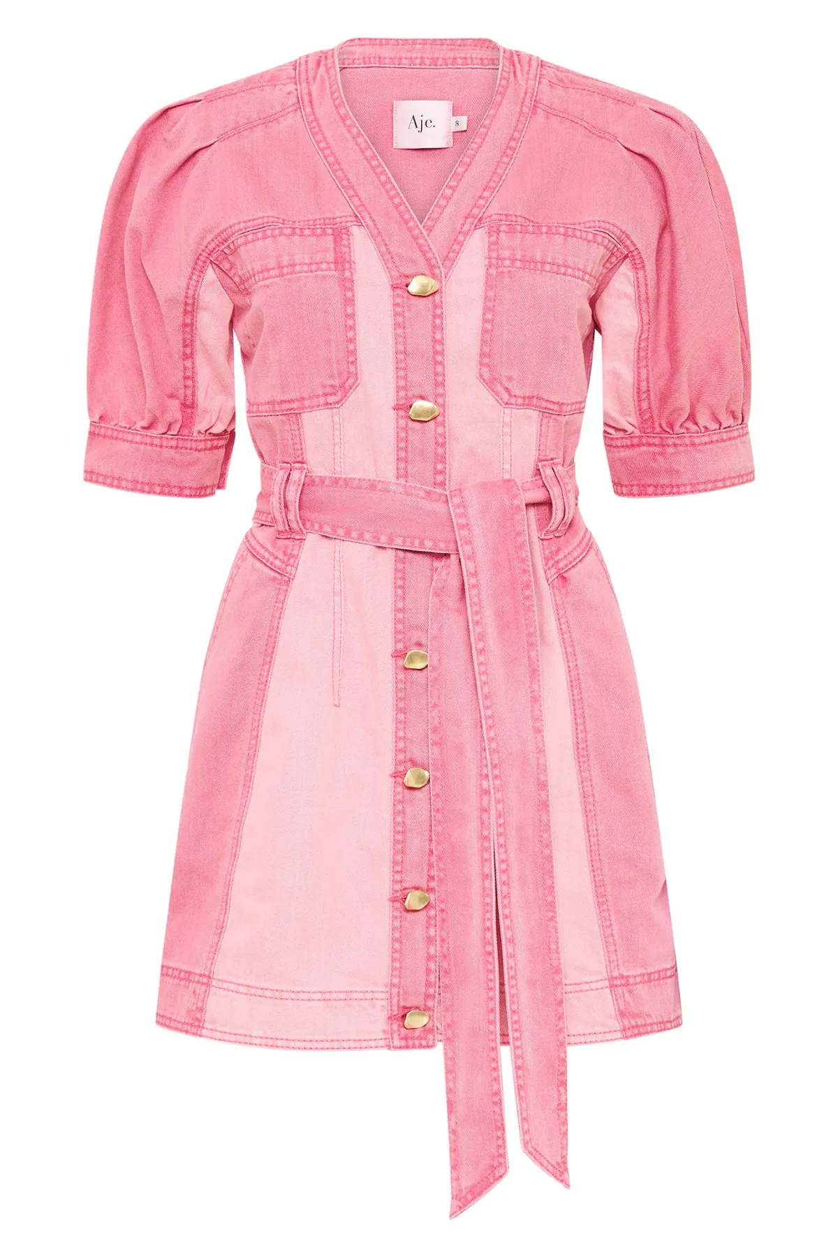 Aje Shades Denim Dress in Two Toned Pink Size L / AU 12 - Image 3