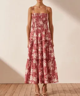 Shona Joy Cali Tiered Midi Dress Cali Print Size 8 for rent on The Volte - image 1