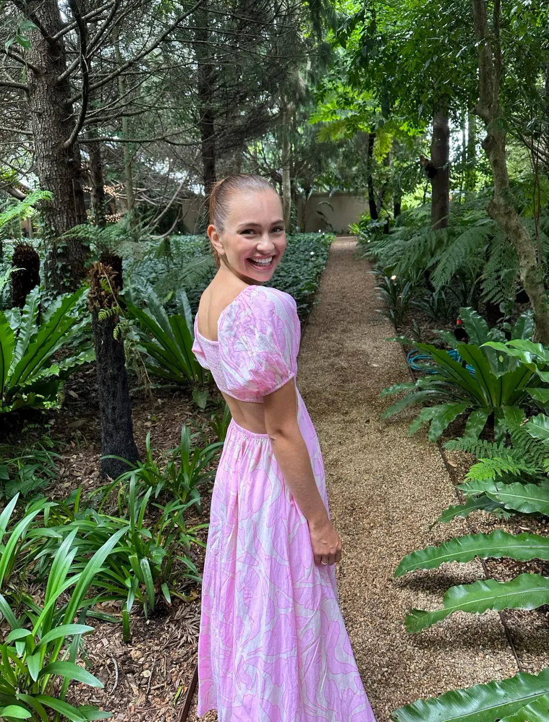 Seed Heritage Voile Floral Off Shoulder Maxi Dress Pink/Floral Size 6 for rent on The Volte - main image