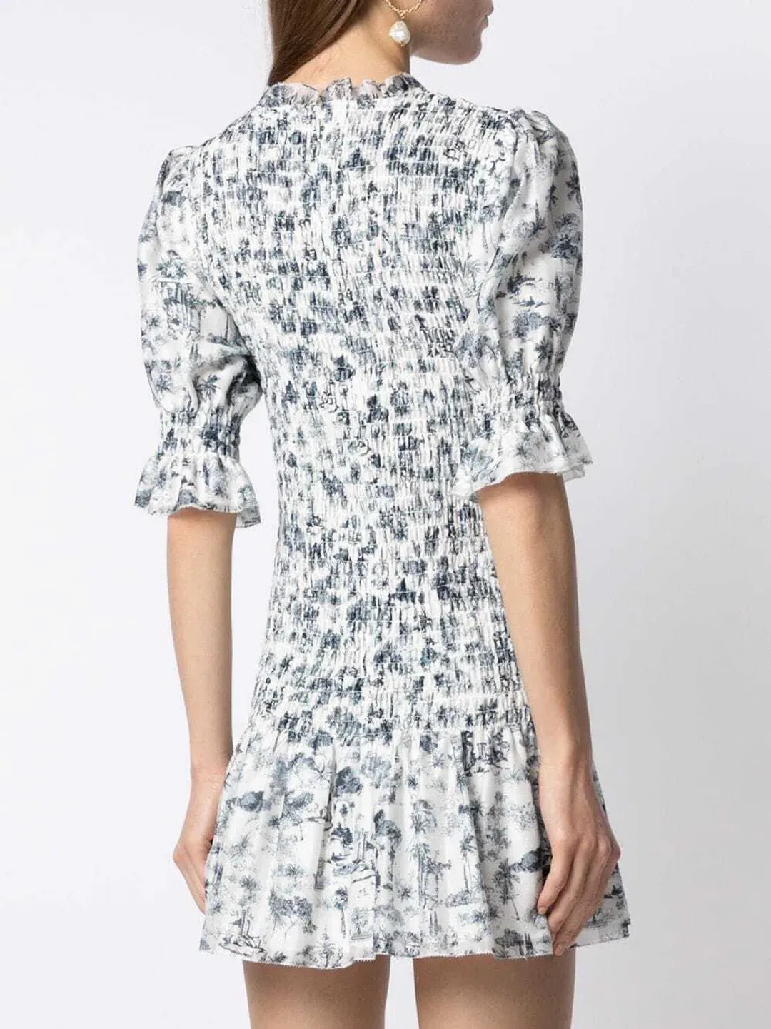 Sir the Label Dimitri Puff Sleeve Mini Dress in Dimitri Print Size 0 / AU 6 for rent on The Volte - main image