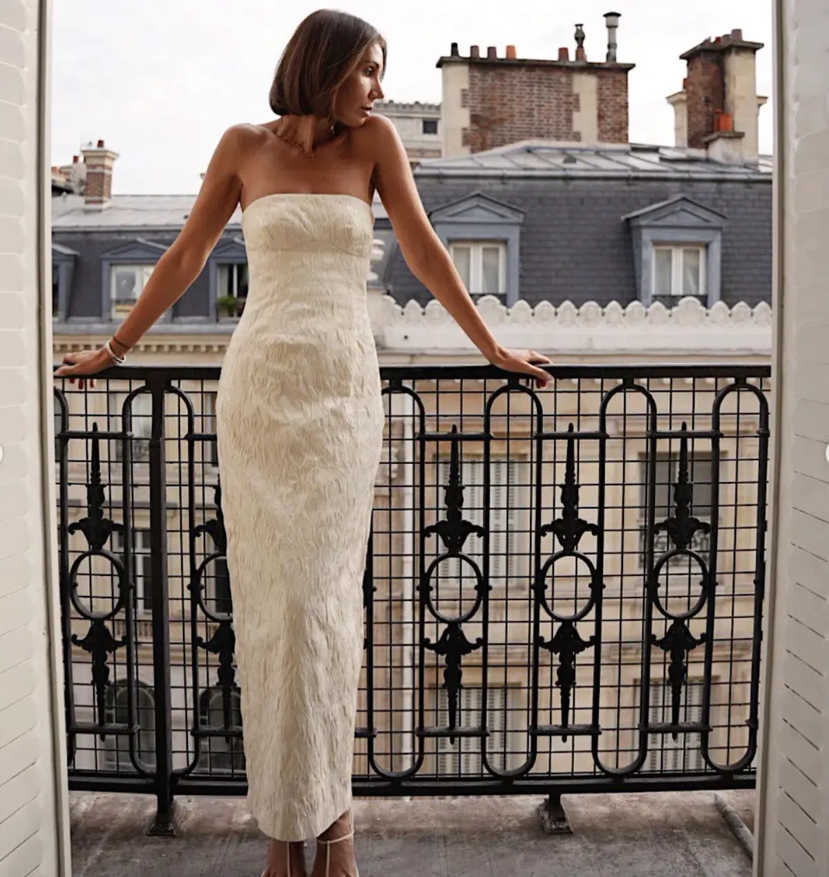 Sir the Label Etienne Column Gown Cream Size 8 - Image 1
