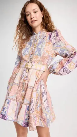 Zimmermann Kaleidoscope Buttoned Mini Dress Print Size 3 /AU 14 for rent on The Volte - image 3