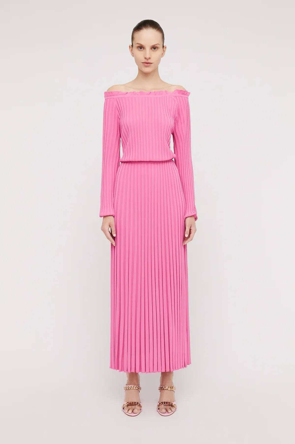 Scanlan Theodore Rib Cold Shoulder Dress Pink Size S / Au 8 - Image 1