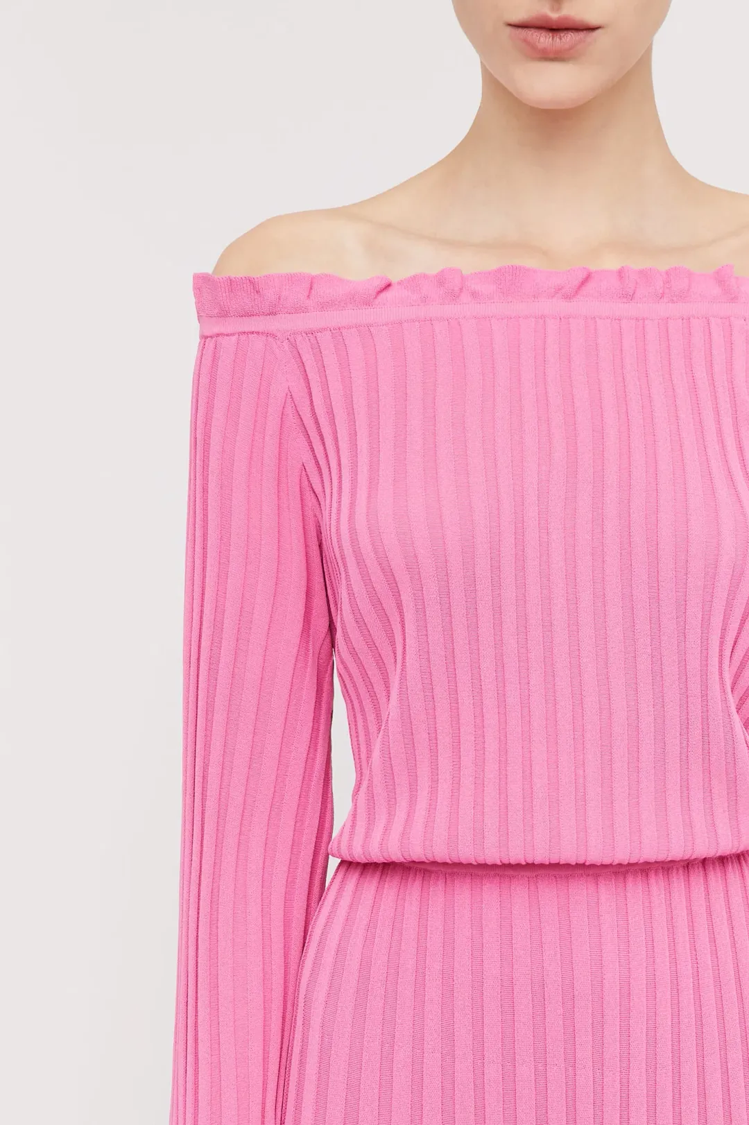 Scanlan Theodore Rib Cold Shoulder Dress Pink Size S / Au 8 for rent on The Volte - main image