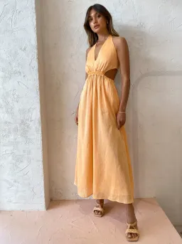 Manning Cartell Lyrical Colours Halter Maxi Dress in Mango Sorbet Size 6 for rent on The Volte - image 3