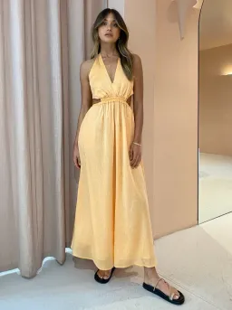 Manning Cartell Lyrical Colours Halter Maxi Dress in Mango Sorbet Size 6 for rent on The Volte - image 6