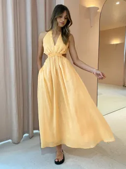 Manning Cartell Lyrical Colours Halter Maxi Dress in Mango Sorbet Size 6 for rent on The Volte - image 2