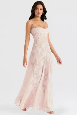 House of CB Seren Floral Lace Back Maxi Dress Blush Size S / AU 8 for rent on The Volte - image 1