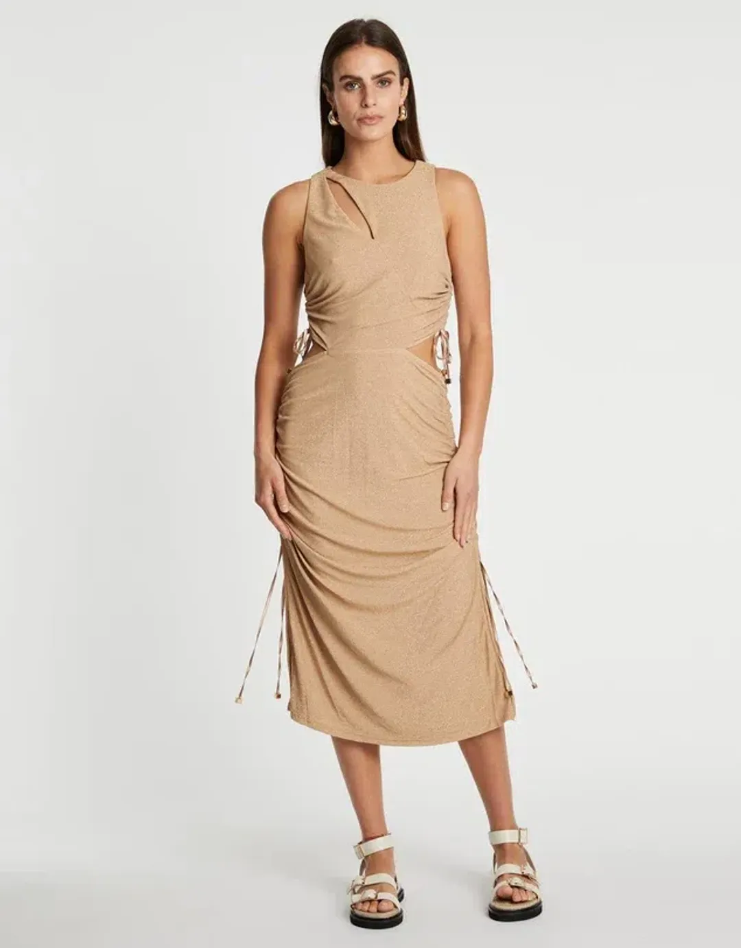 Suboo Liz Rouched Tank Midi Dress Gold Size XS / AU 6 for rent on The Volte - main image
