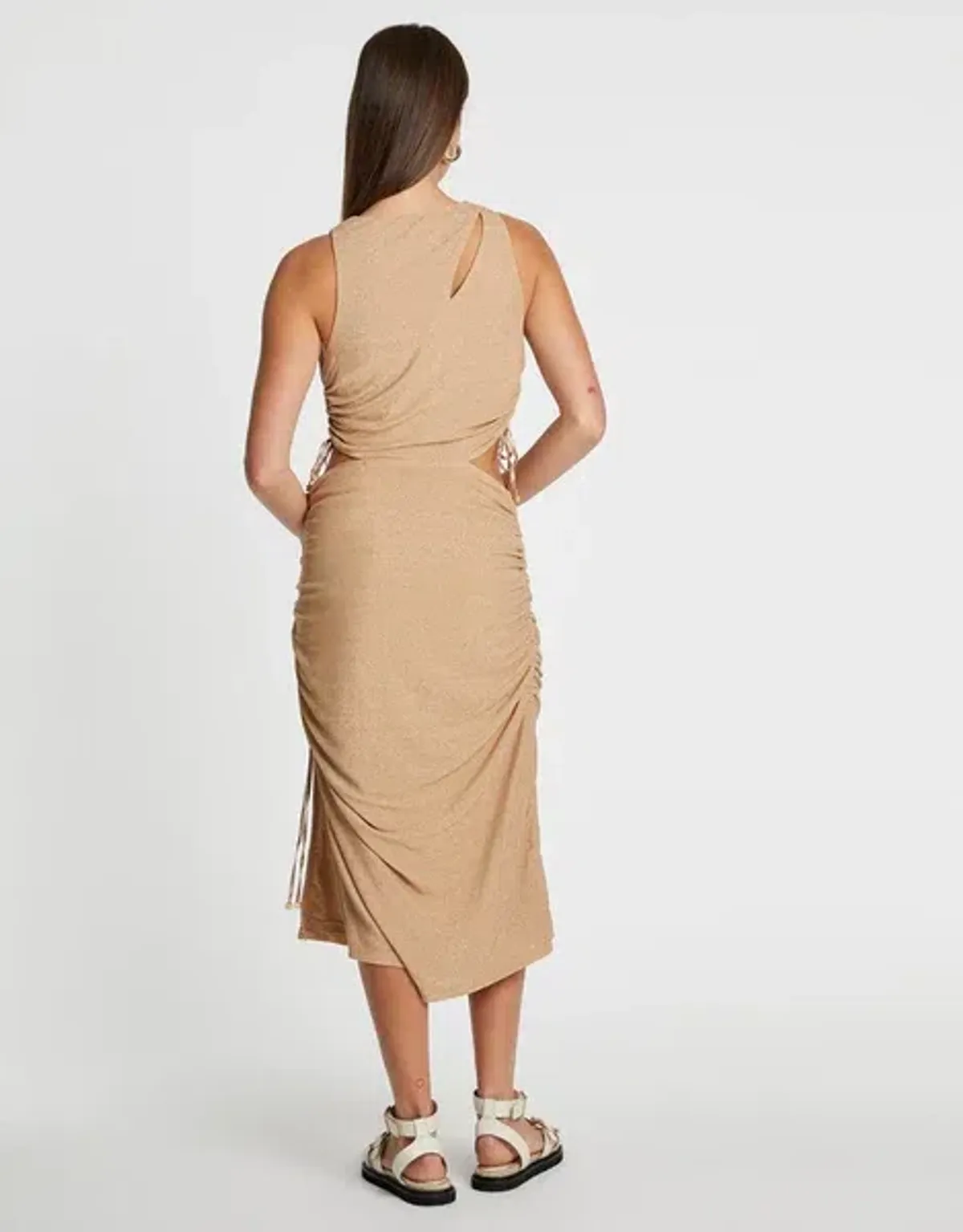 Suboo Liz Rouched Tank Midi Dress Gold Size XS / AU 6 - Image 2