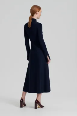 Scanlan Theodore Crepe Knit Button Polo Dress Navy Size M / AU 10 for rent on The Volte - image 2