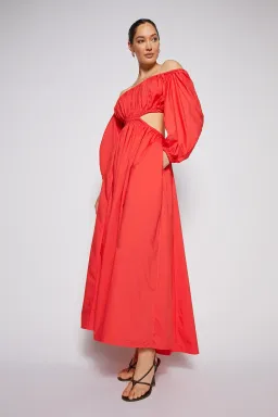 Scanlan Theodore Parachute Cotton Gather Dress Red Size AU 10 for rent on The Volte - image 2