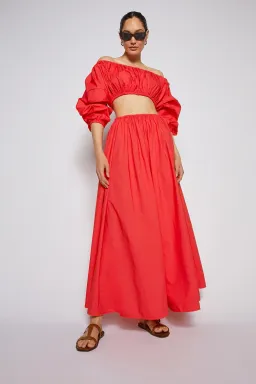 Scanlan Theodore Parachute Cotton Gather Dress Red Size AU 10 for rent on The Volte - image 1