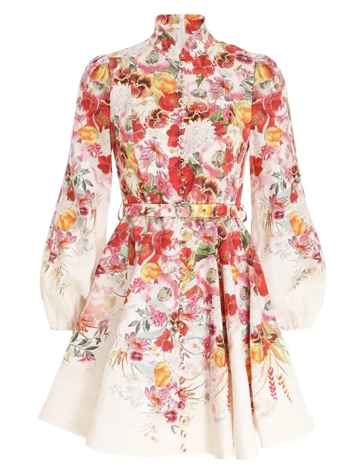 Zimmermann Wonderland Buttoned Mini Dress Floral Size 1 / AU 10 - Image 5