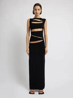 Christopher Esber Slashed Knit Dress in Black Size 8 for rent on The Volte - image 1