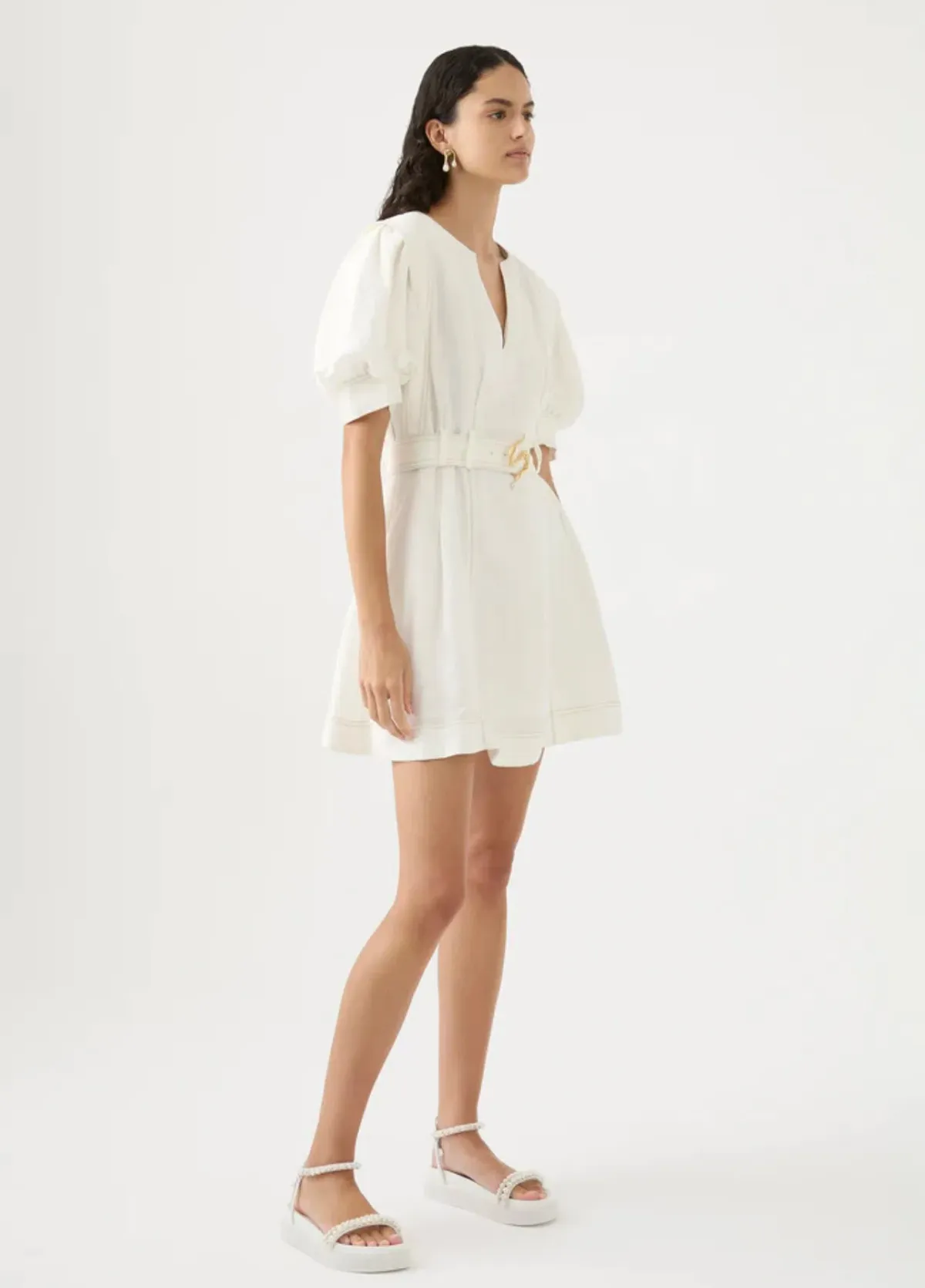 Aje Beacon Structured Mini Dress Ivory Size S/AU 8 - Image 2