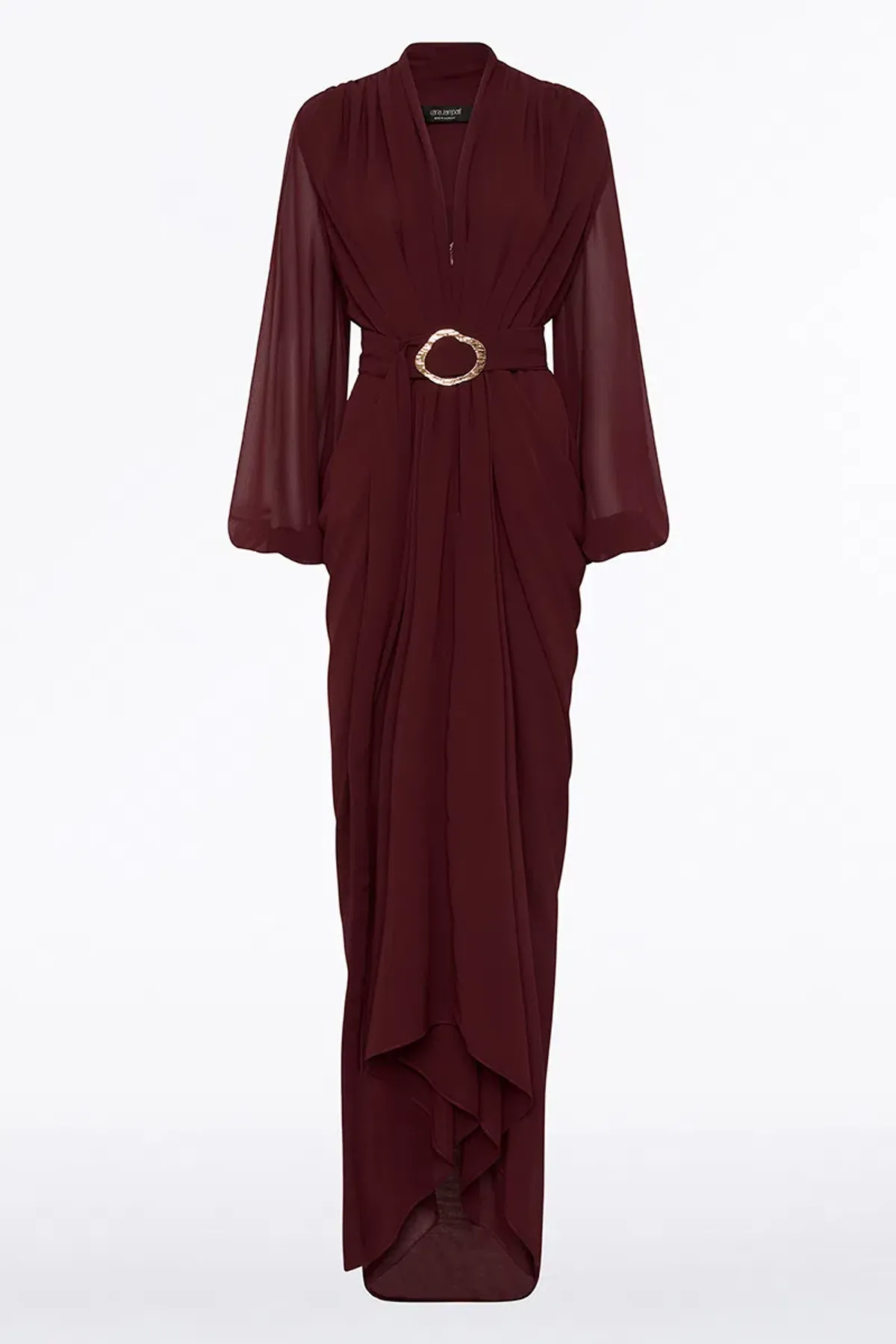 Carla Zampatti Merlot Georgette Waterfall Dress Size 14 - Image 4