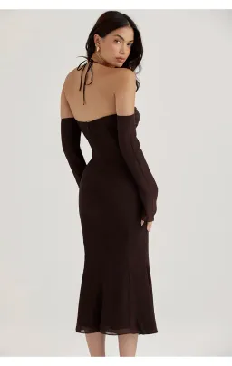 House of CB Naomi Halter Midi Dress Brown Size S / Au 8 for rent on The Volte - image 6