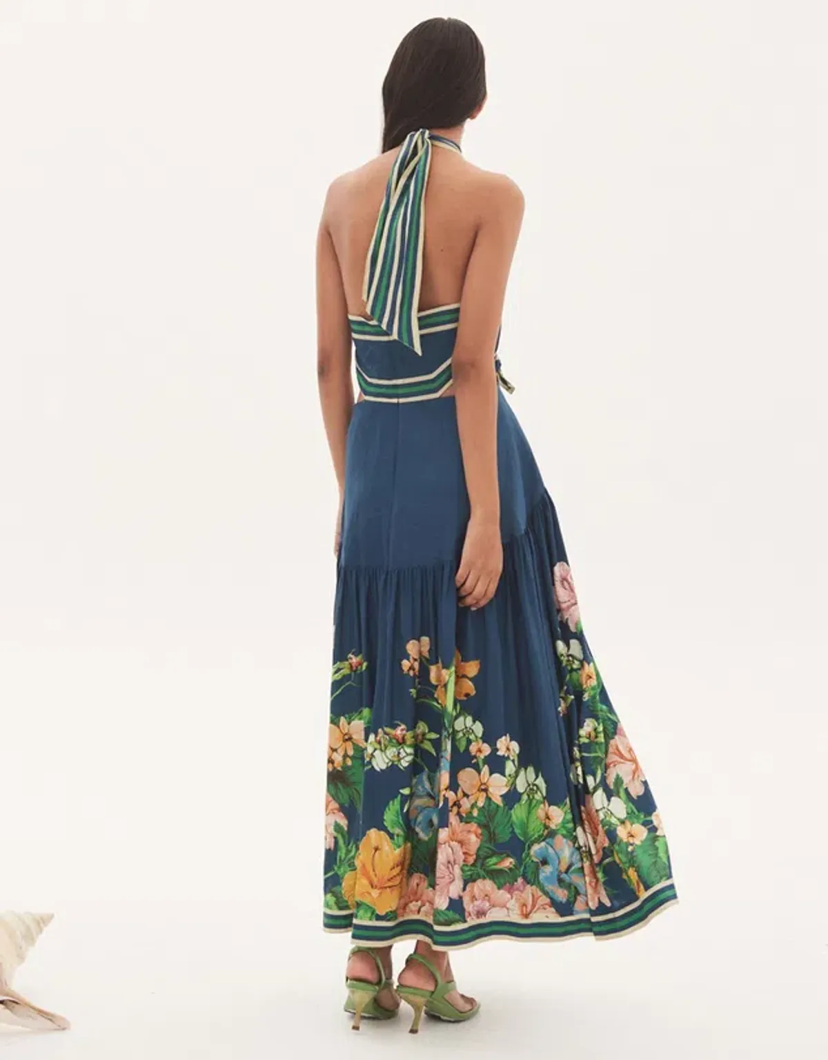 Alemais Lyla Halter Midi Dress Royal Blue Floral Size AU 12 - Image 2