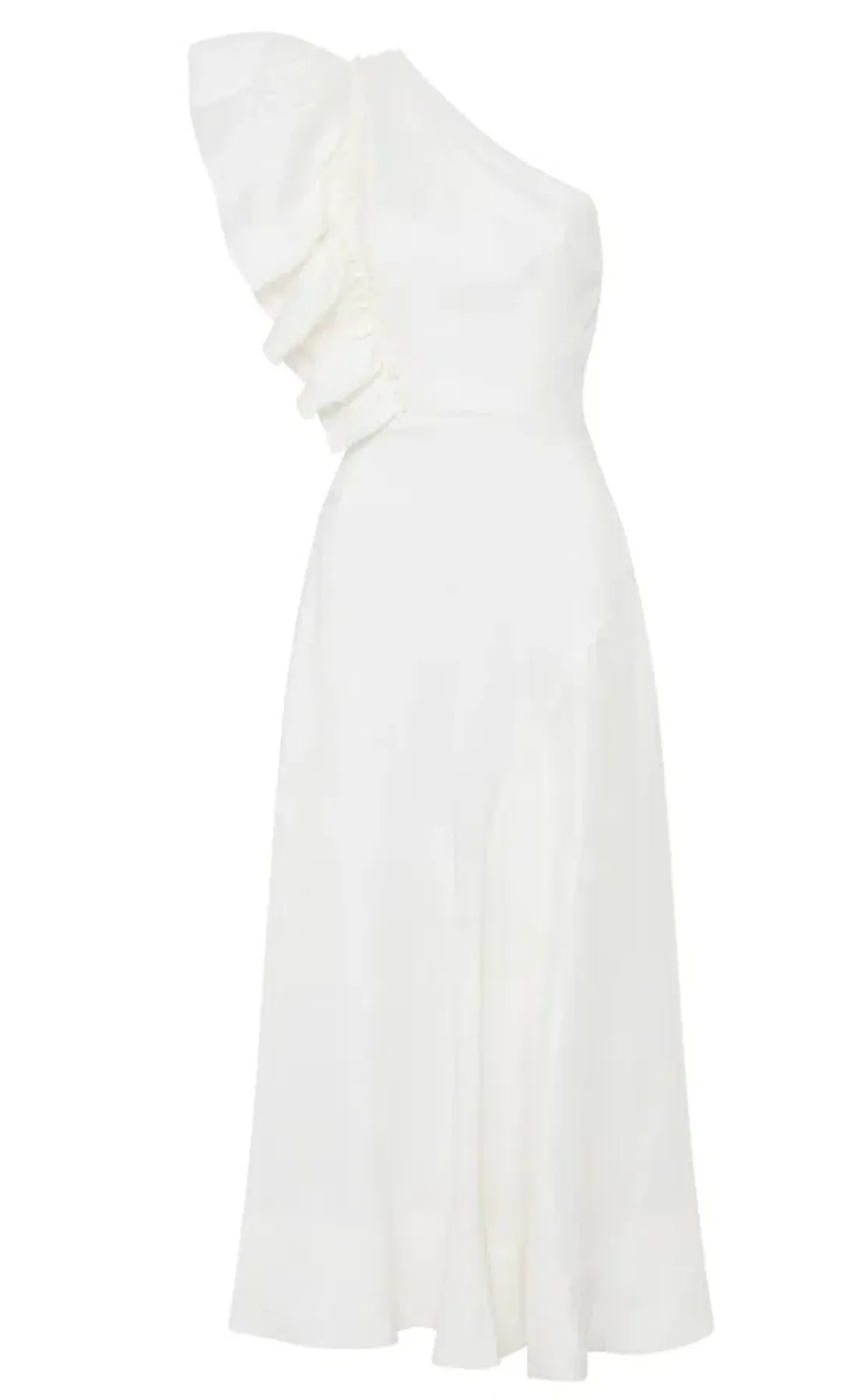 Aje Bonjour Asymmetric Midi Dress White Size 8 for rent on The Volte - main image