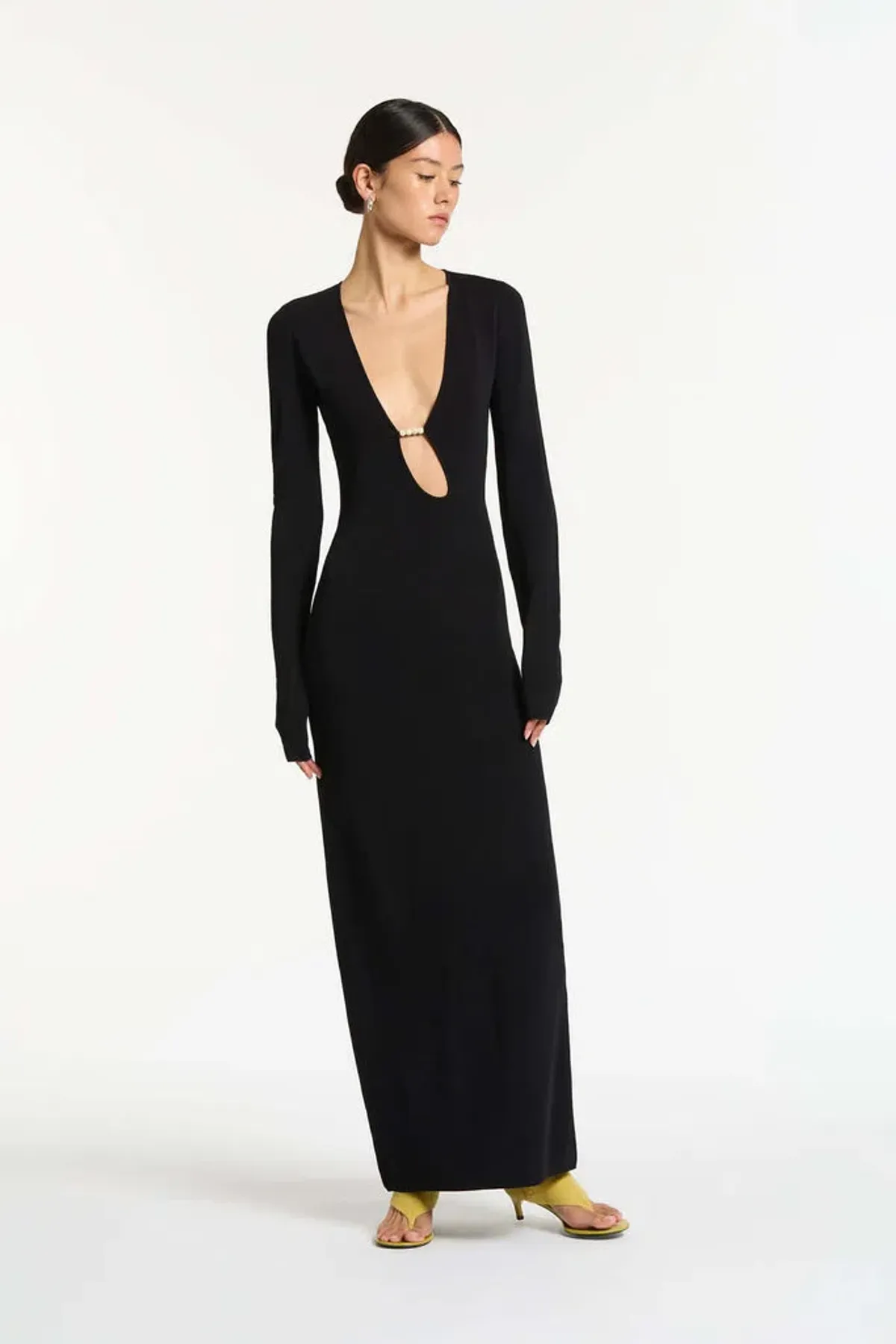 Sir the Label Kinetic Beaded Long Sleeve Maxi Dress Black Size Au 8 - Image 1
