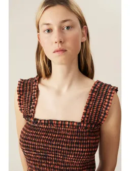 Ganni Seersucker Check Maxi Dress Print Size 6 for rent on The Volte - image 3