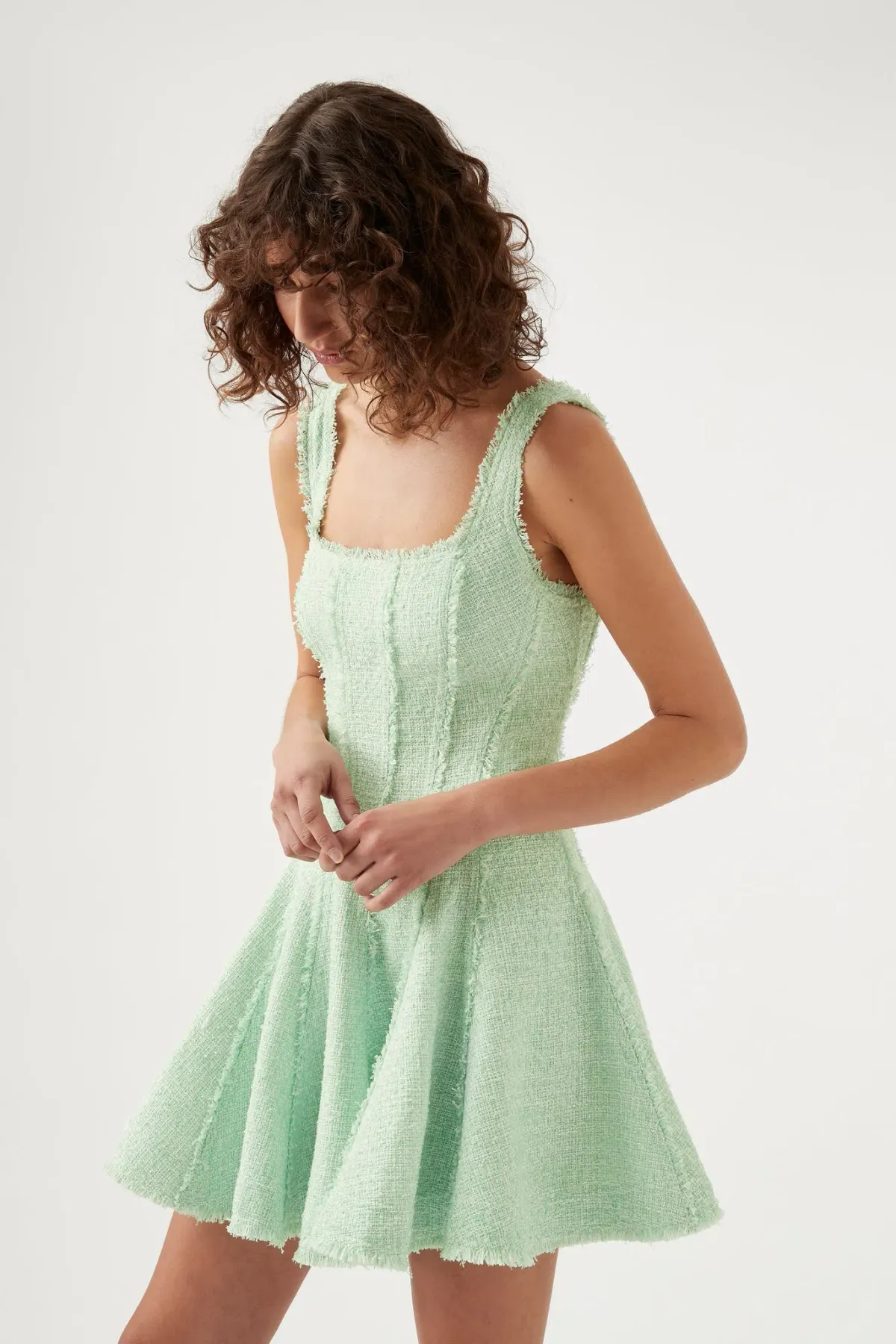 Aje Anais Boucle Mini Dress Peppermint Green Size 6 - Image 2