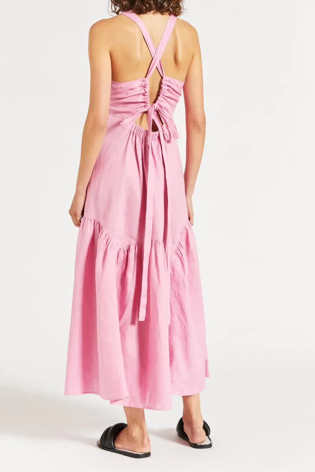 Lee Matthews Ali Linen Maxi Dress Pink Size 4 for rent on The Volte - main image
