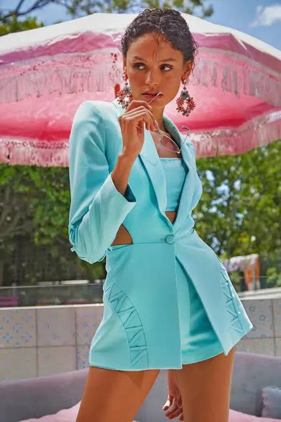 Eliya The Label Skye Blazer Mint Blue Size S / Au 8 for rent on The Volte - main image