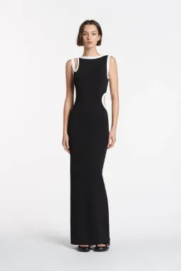 Sir the Label Evalina Cut Out Dress in Black/White Size 0 / Au 6 for rent on The Volte - image 1