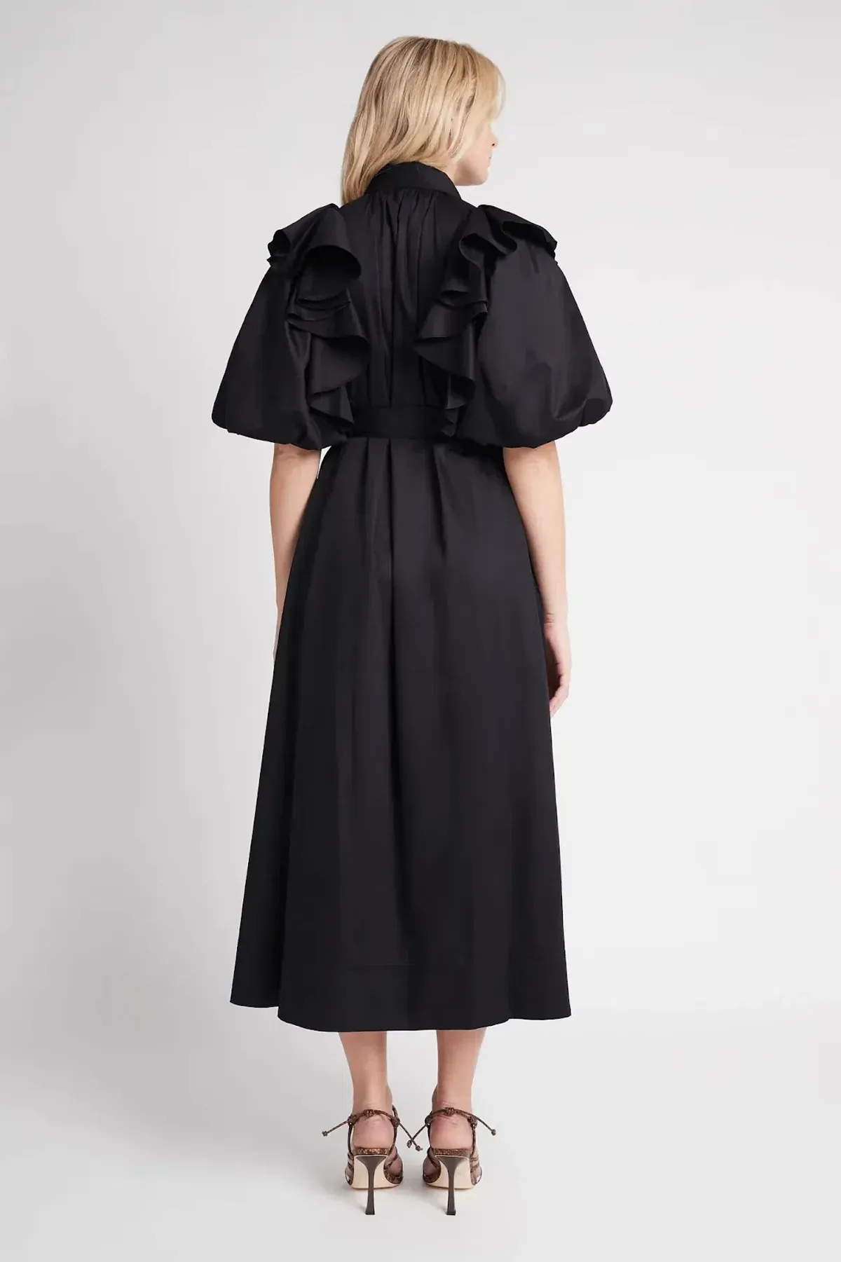 AJE Poised Frill Sleeve Midi Dress Black Size 10 - Image 3