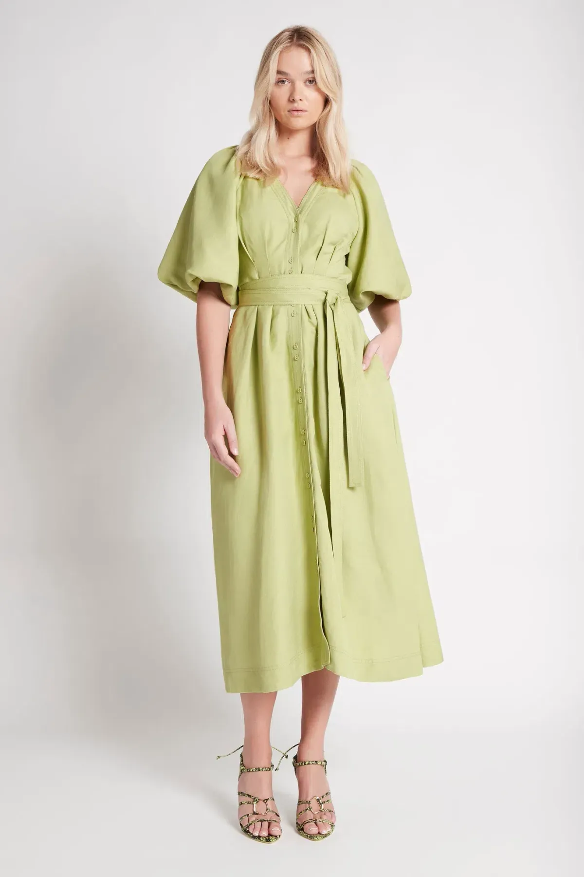 AJE Evermore Midi Dress Bayleaf Size 10 - Image 1