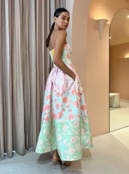 Leo Lin Ana Halterneck Maxi Dress in Anaemone Splice Print Size 8 for rent on The Volte - image 2