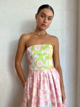 Leo Lin Ana Halterneck Maxi Dress in Anaemone Splice Print Size 8 for rent on The Volte - image 3