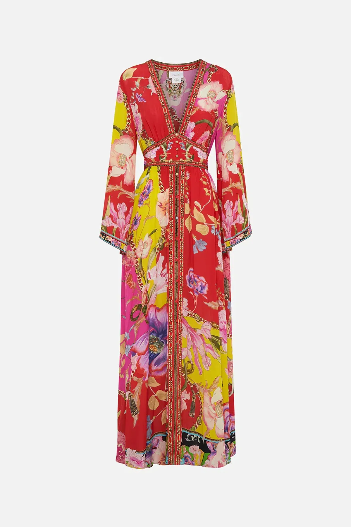 Camilla The Beetles Kimono Sleeve Dress With Shirring Detail & Matching Camilla Ring Scarf Clutch Floral Size XL/AU16 - Image 6