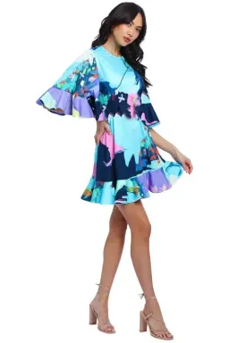 Leo Lin Illusory Mini Dress Multi Print Size 8 for rent on The Volte - image 2