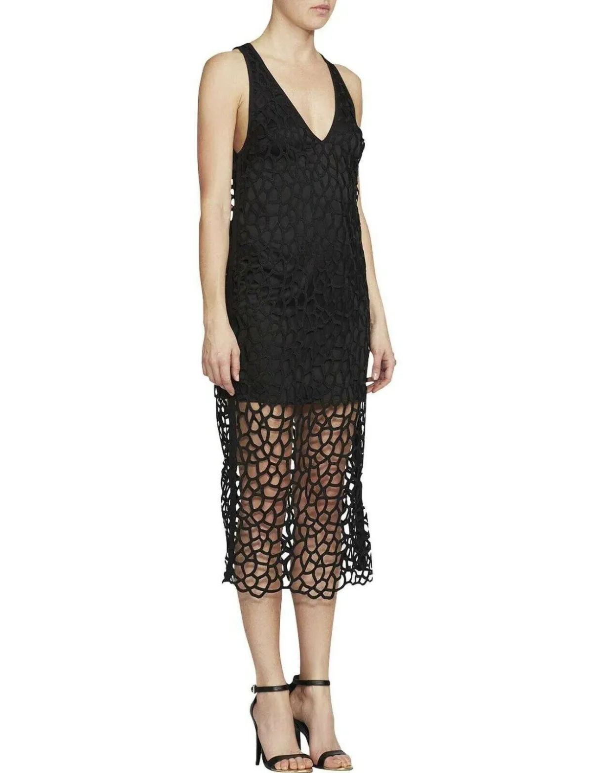 Camilla And Marc Cornelli Lace V Neck Midi Dress Jet Black Size 12 - Image 2