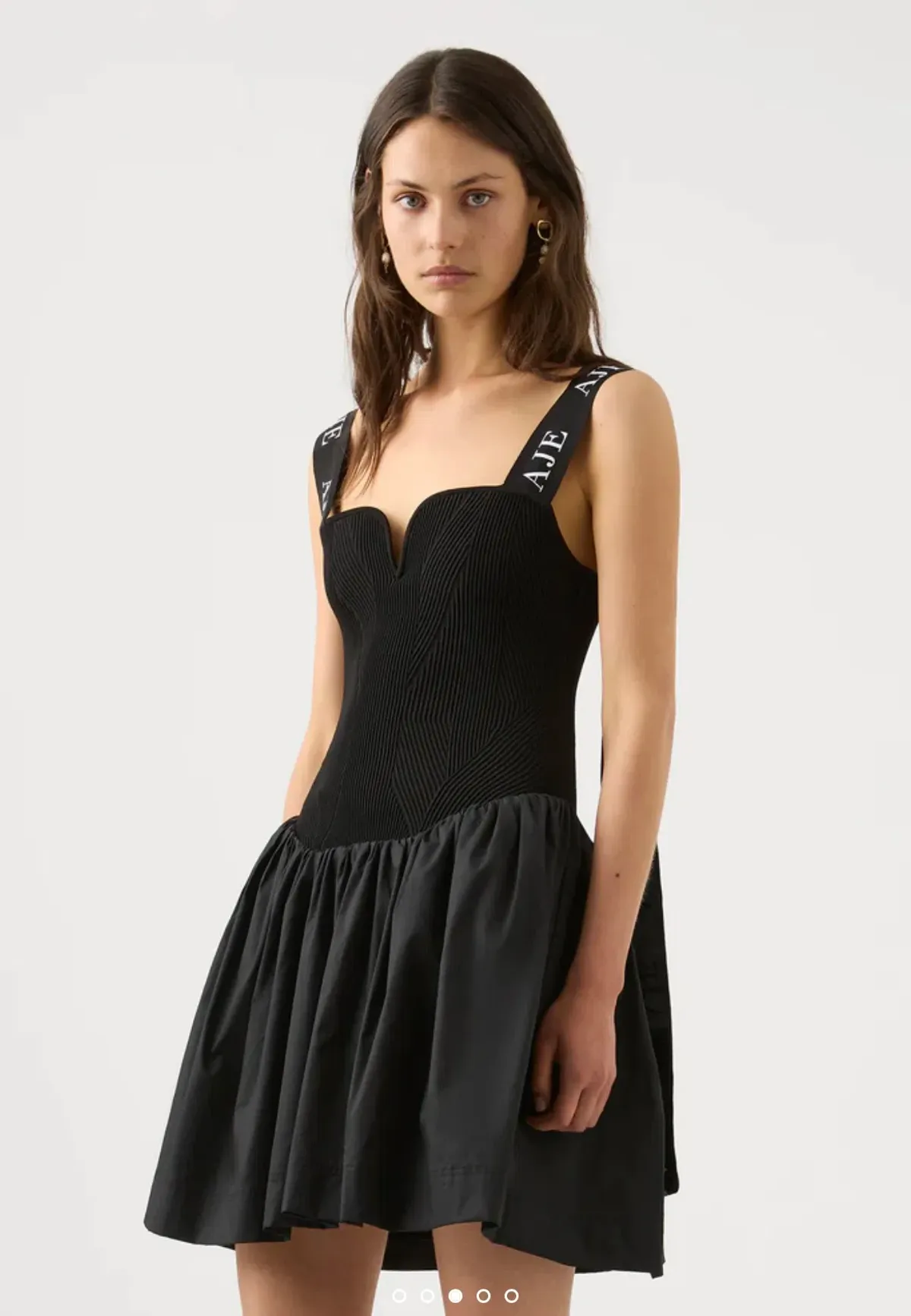 Aje Mira Logo Strap Tulip Mini Dress Black Size XL / Au 14 - Image 2