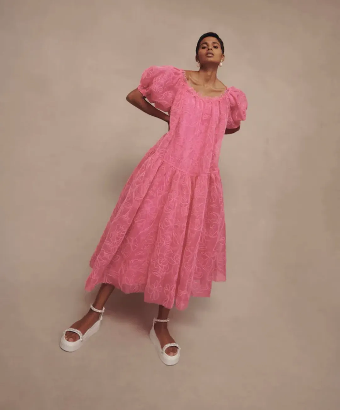Aje Evangeline Cornelli Midi Dress Protea Pink Size 16 for rent on The Volte - main image