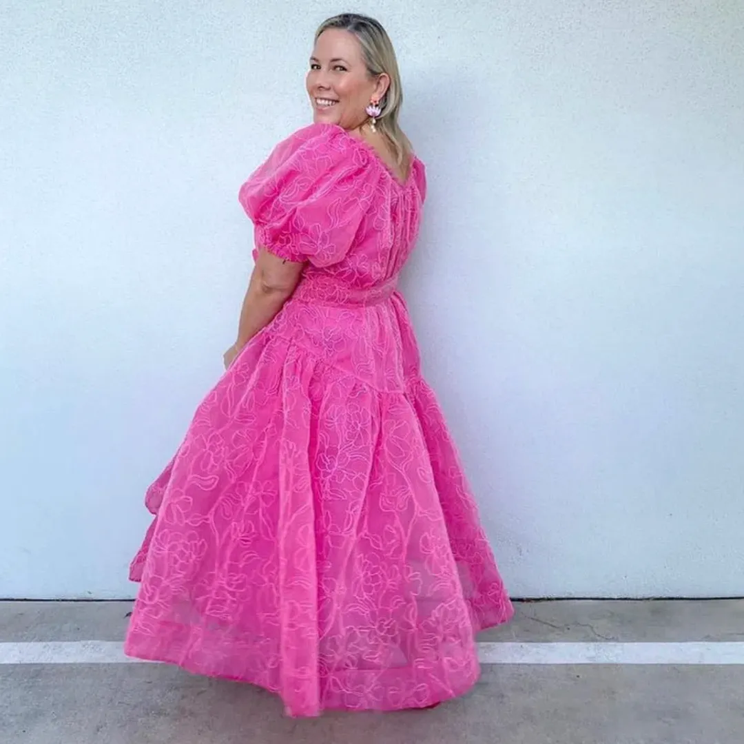Aje Evangeline Cornelli Midi Dress Protea Pink Size 16 for rent on The Volte - main image