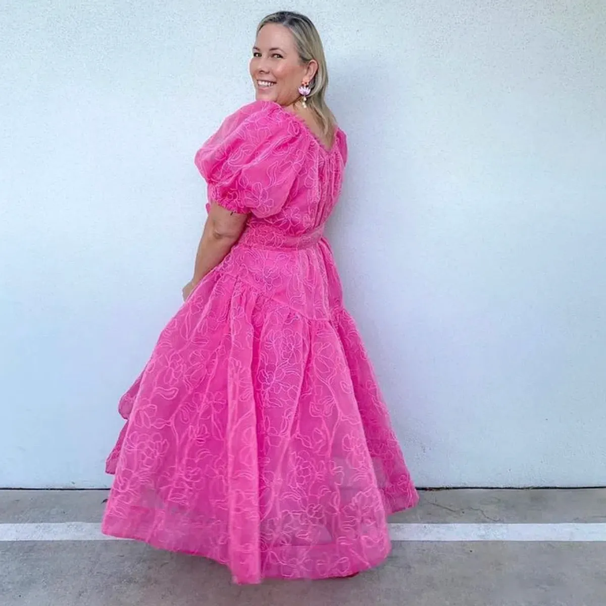 Aje Evangeline Cornelli Midi Dress Protea Pink Size 16 - Image 2