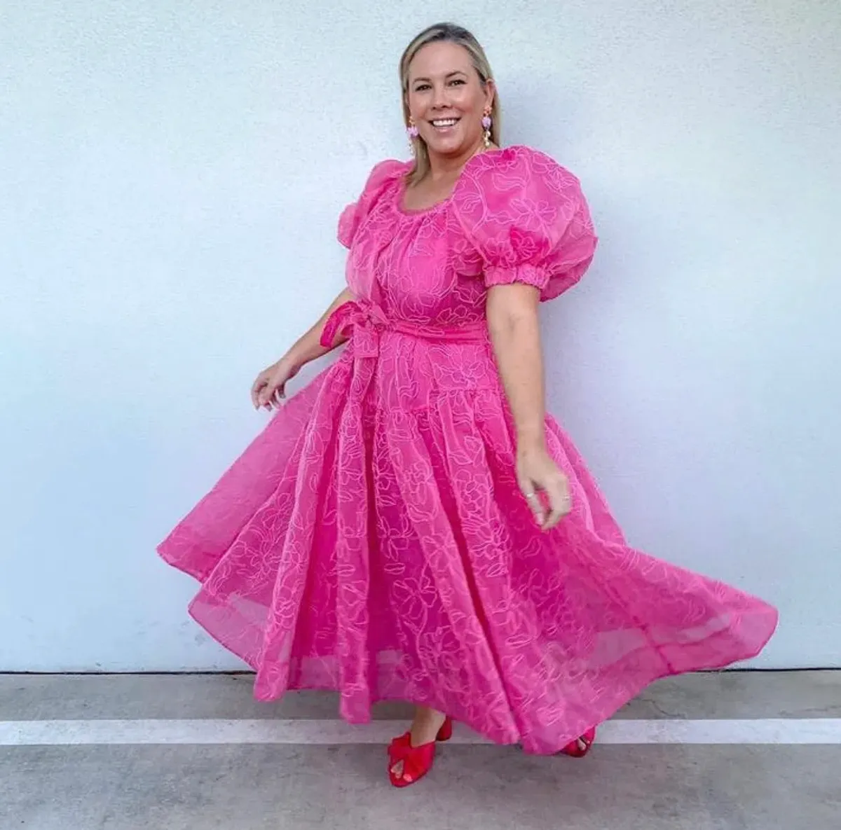 Aje Evangeline Cornelli Midi Dress Protea Pink Size 16 for rent on The Volte - main image