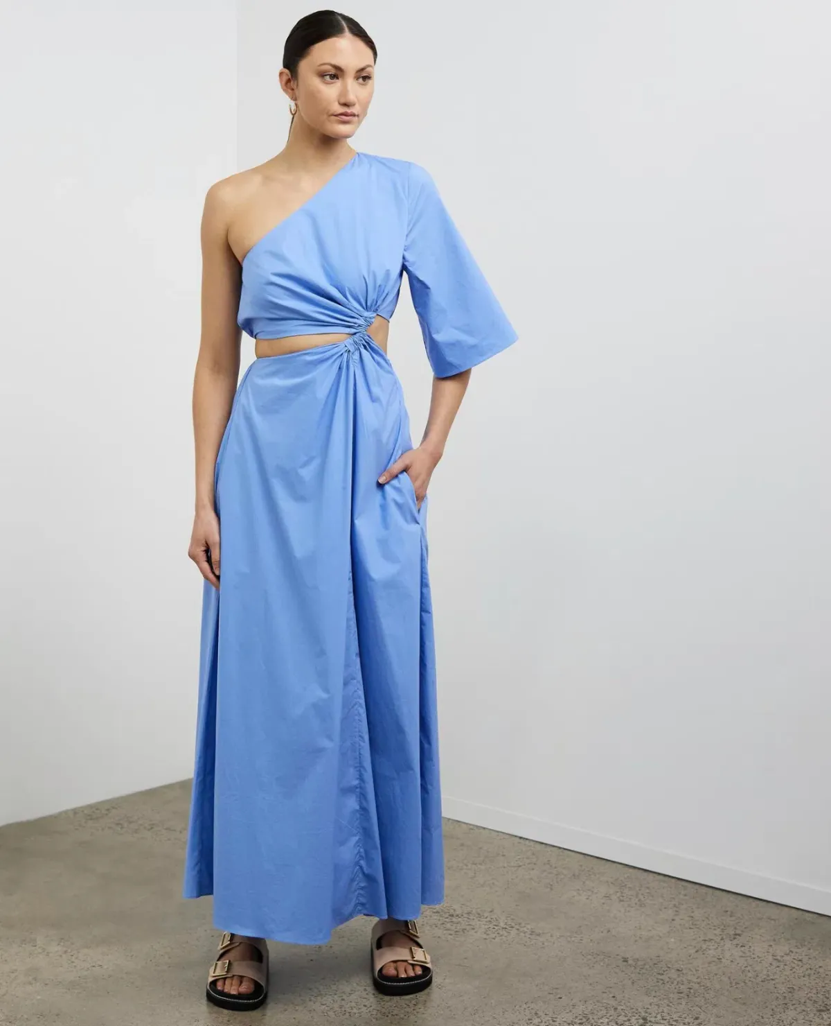 Camilla and Marc Wally One Shoulder Cut Out Maxi Dress in Sky Blue Size 10 - Image 4