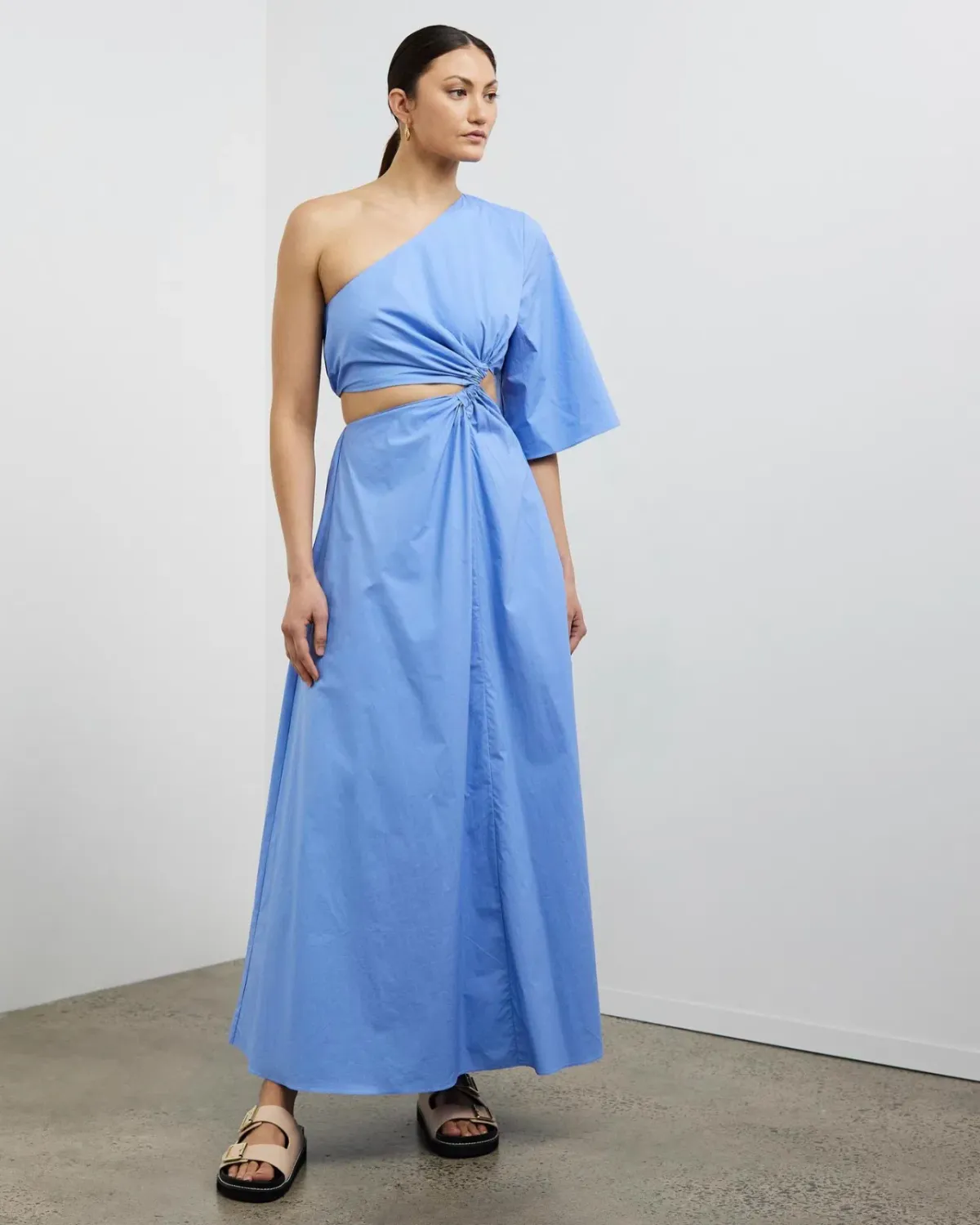 Camilla and Marc Wally One Shoulder Cut Out Maxi Dress in Sky Blue Size 10 - Image 1