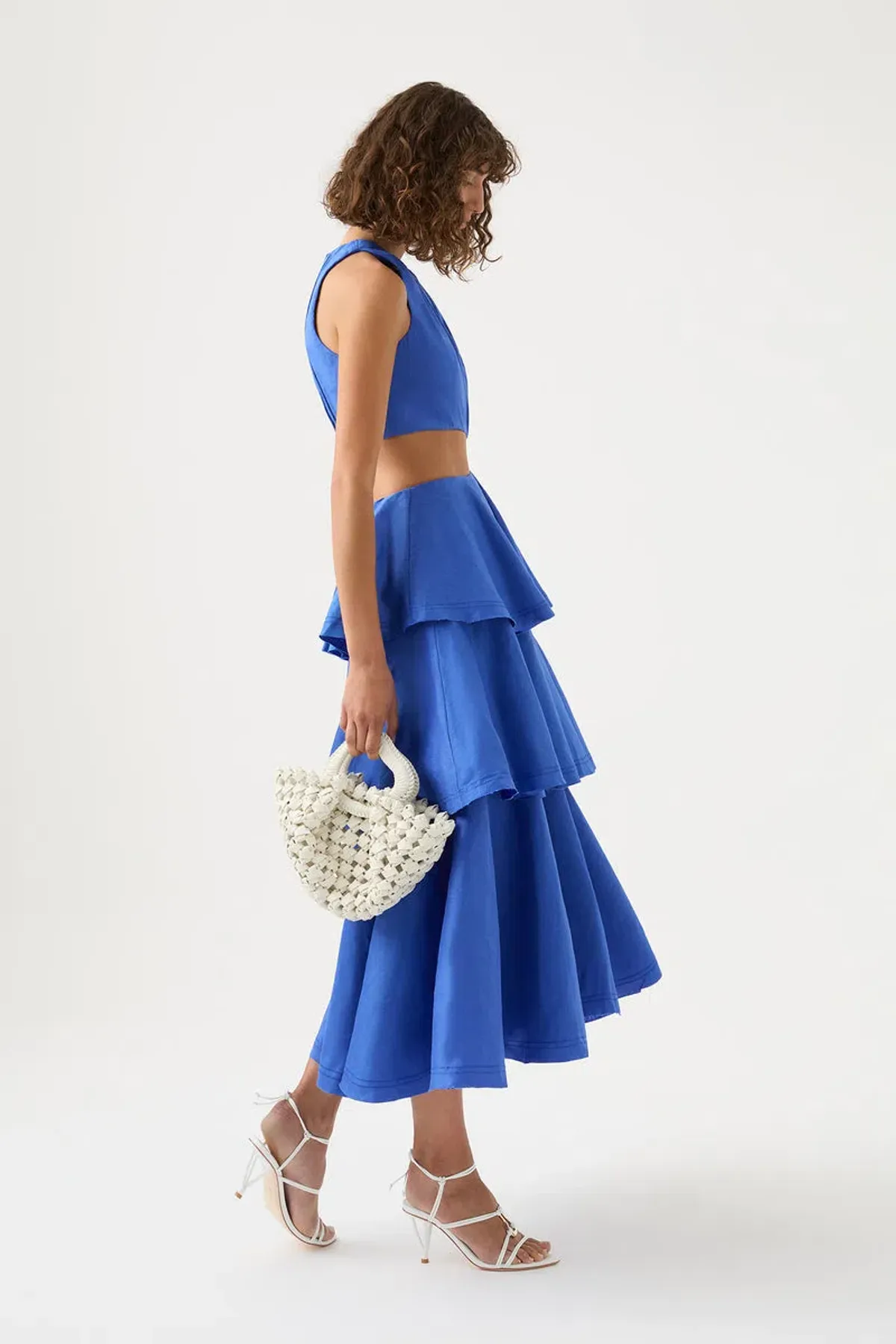 Aje Wave Cut Out Ring Midi Dress in Marine Blue Size 10 - Image 2