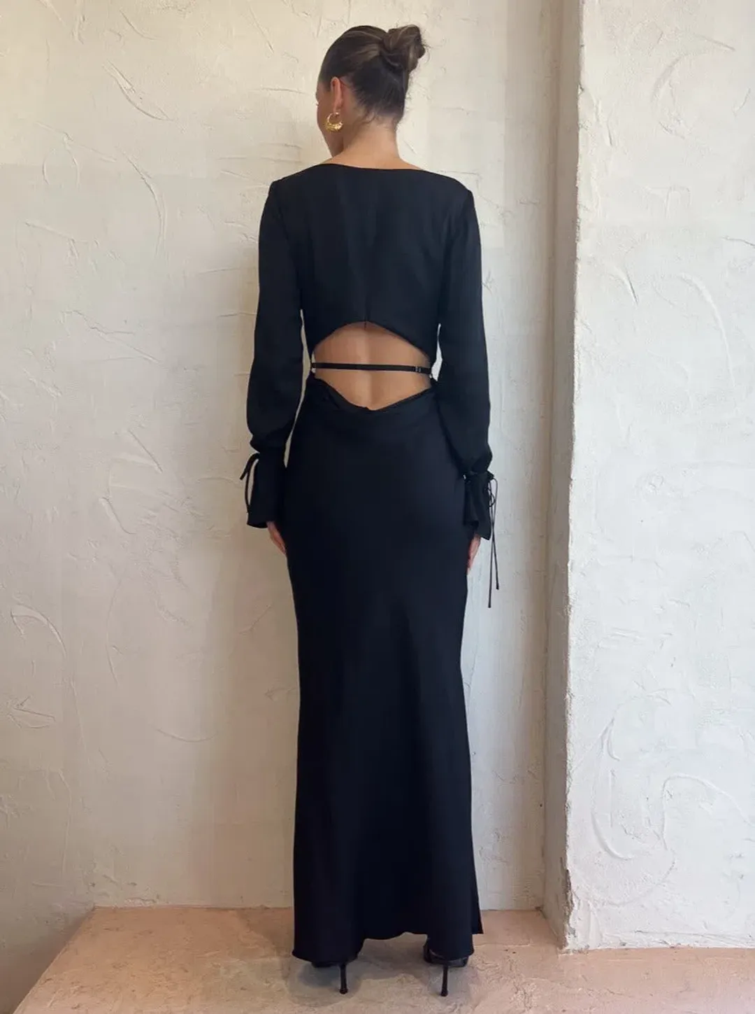 Bec & Bridge Diamond Days Long Sleeve Maxi Dress in Black Size 10 / M for rent on The Volte - main image