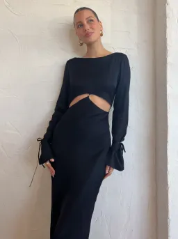 Bec & Bridge Diamond Days Long Sleeve Maxi Dress in Black Size 10 / M for rent on The Volte - image 2