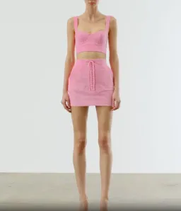 Alex Perry Cole Bra Top & Rowan Mini Skirt Set in Glitter Pink Size 6 for rent on The Volte - image 1